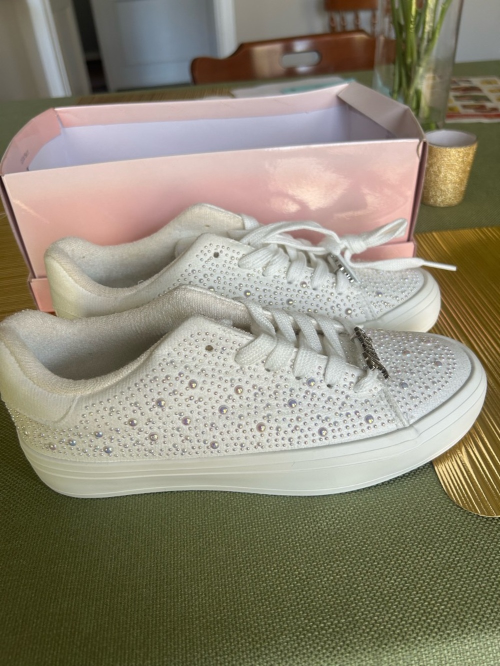 Juicy Couture White Crystal-Embellished Women's Sneakers